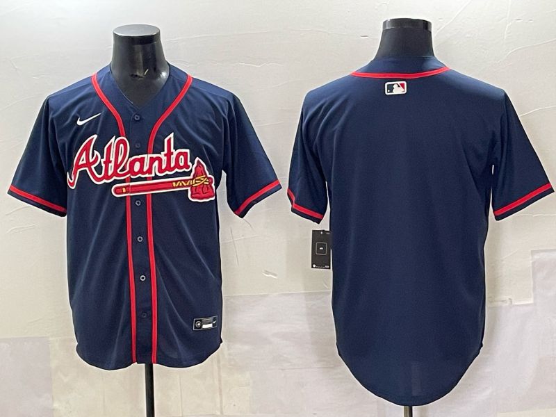 Men Atlanta Braves Blank Drak Blue  joint name Nike 2025 MLB Jersey style 01